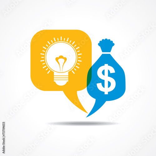 Light-bulb and dollar symbol in message bubble stock vector