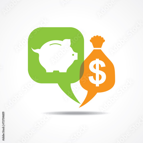 Piggy bank and dollar symbol in message bubble stock vector