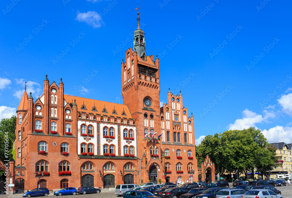 Fototapeta premium Neo-gothic Town Hall in Słupsk, Poland