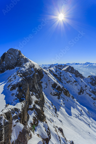 Winter mountains, panorama of the Austrian Alps photo