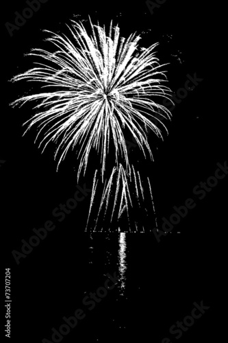 Fireworks with reflection on lake