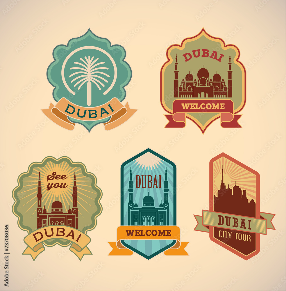 Fototapeta premium Dubai labels