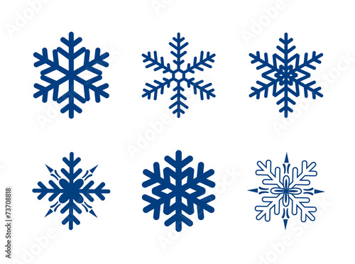 blue snowflakes isolated on white