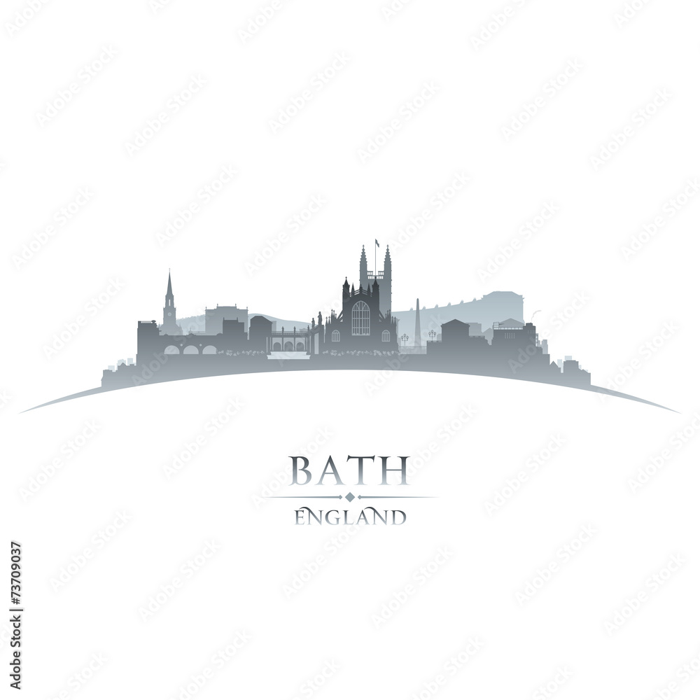 Bath England city skyline silhouette white background