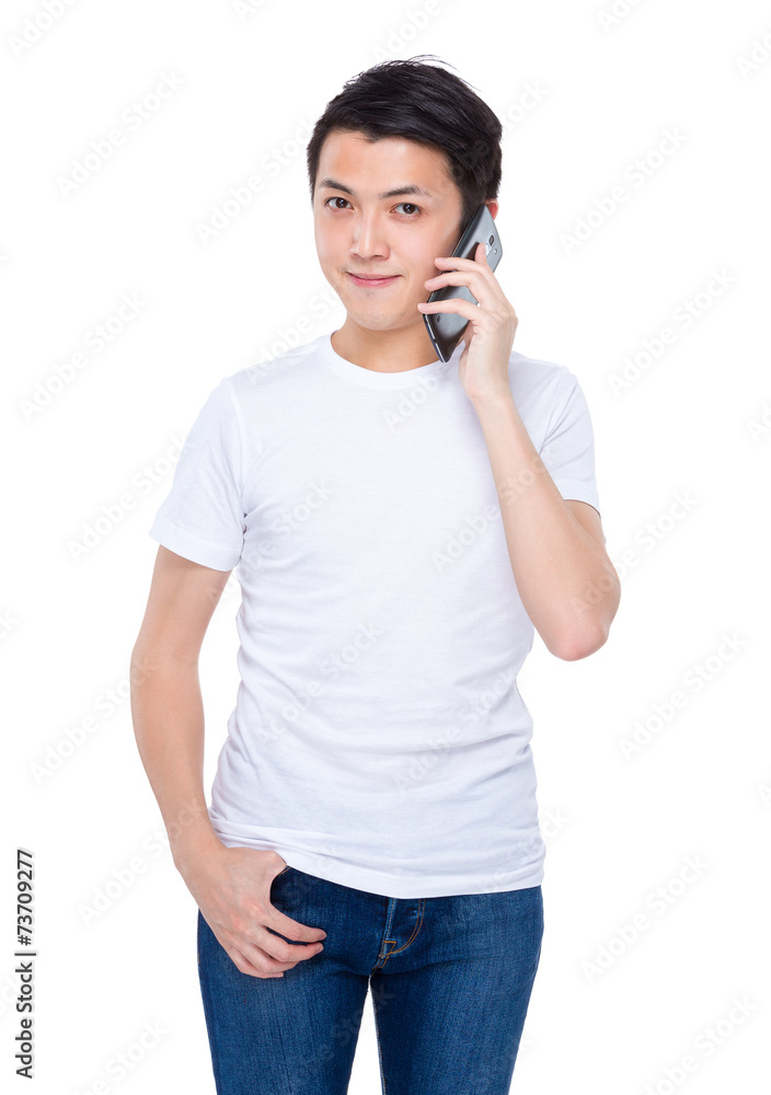 Man talk to phone Man talk to phone