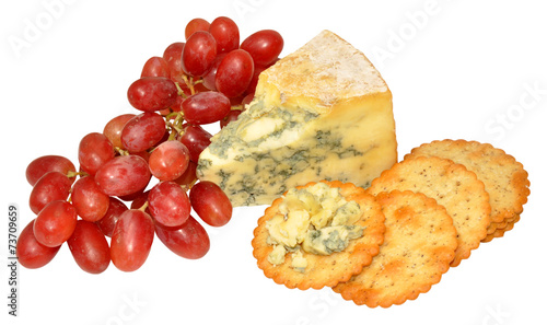 Photography Red Grapes And Blue Stilton Cheese