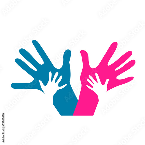 children and adults hands together