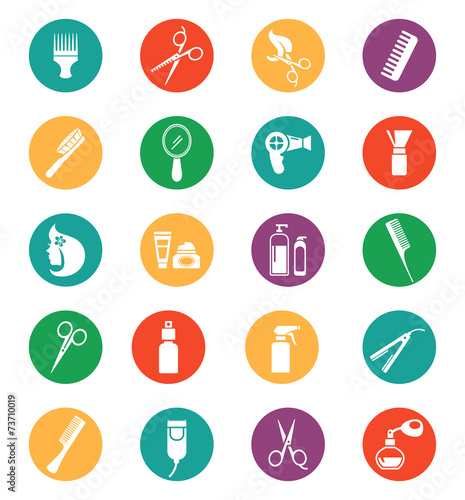 Colored Hairdressing Equipment Icons