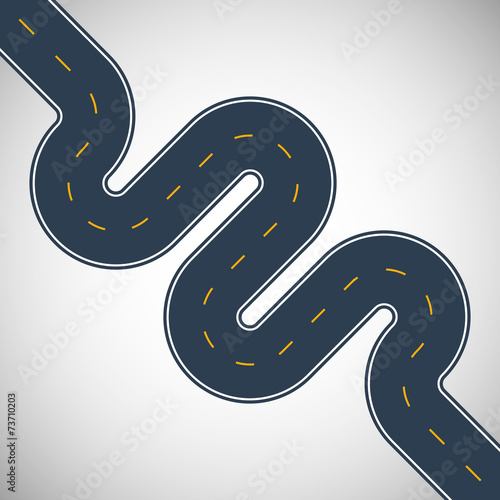 Asphalt road gray color with yellow intermittent marking