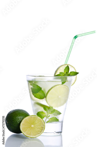 drink with ice mint and lime on white background © Soyka