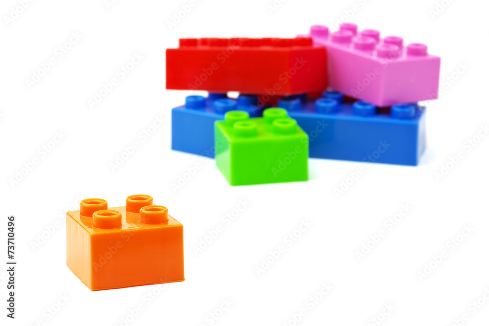 Toy colorful plastic blocks isolated on white background Toy colorful plastic blocks isolated on white background