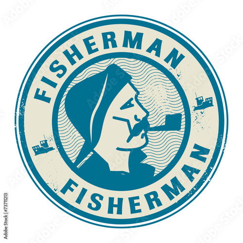 Grunge rubber stamp with the word Fisherman