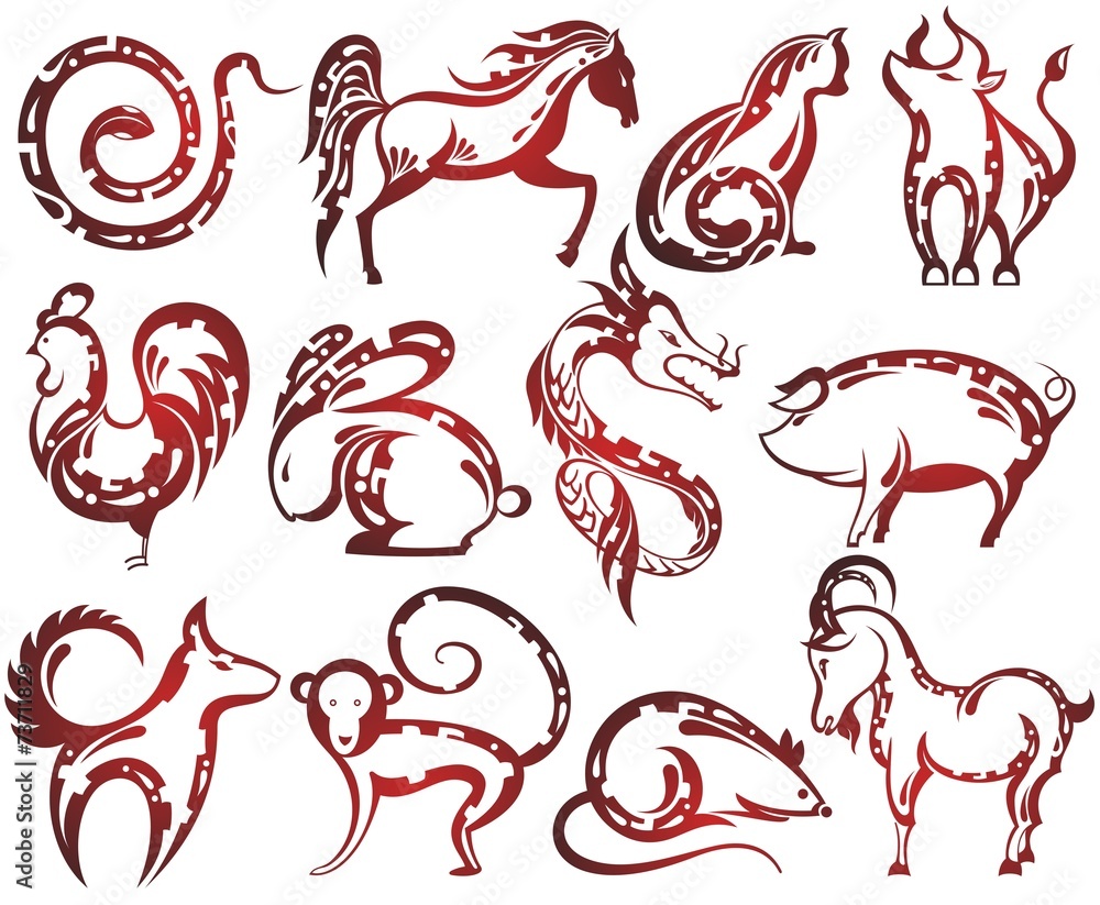 Chinese zodiac signs Stock Vector Adobe Stock