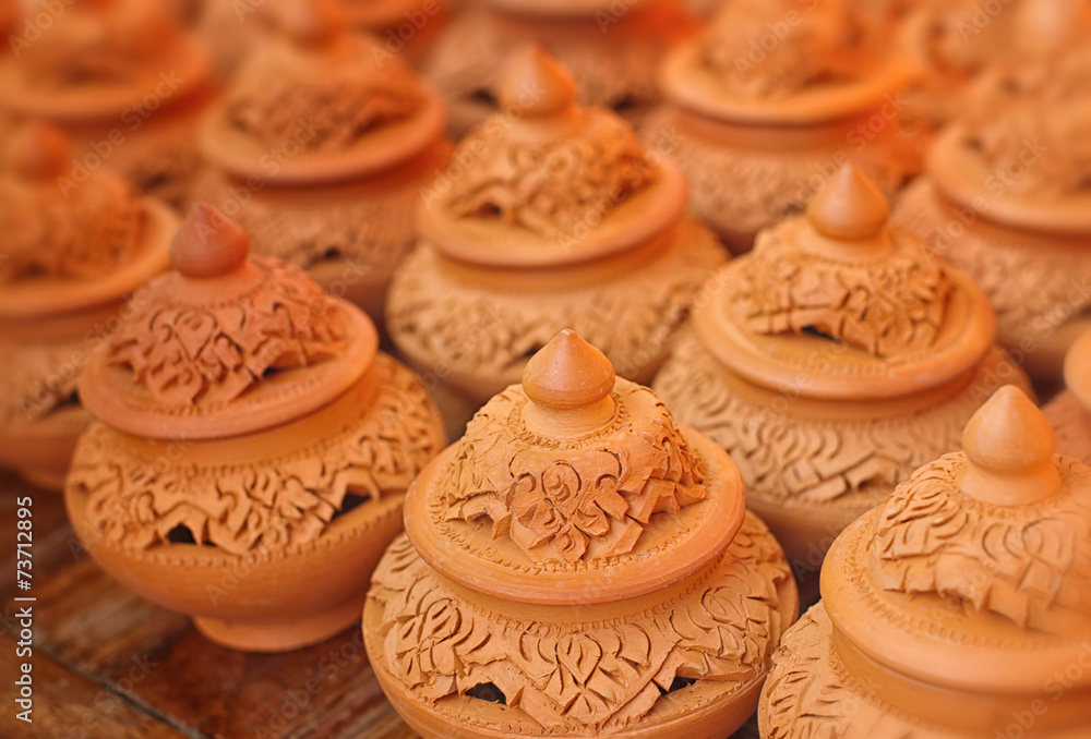 Traditional Thai clay pottery at Nonthaburi,Thailand.