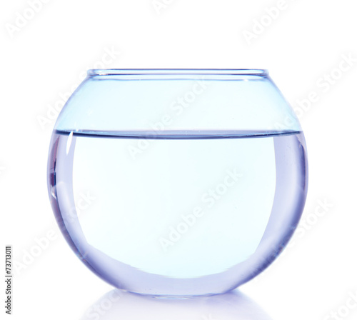 Fish bowl on light blue background