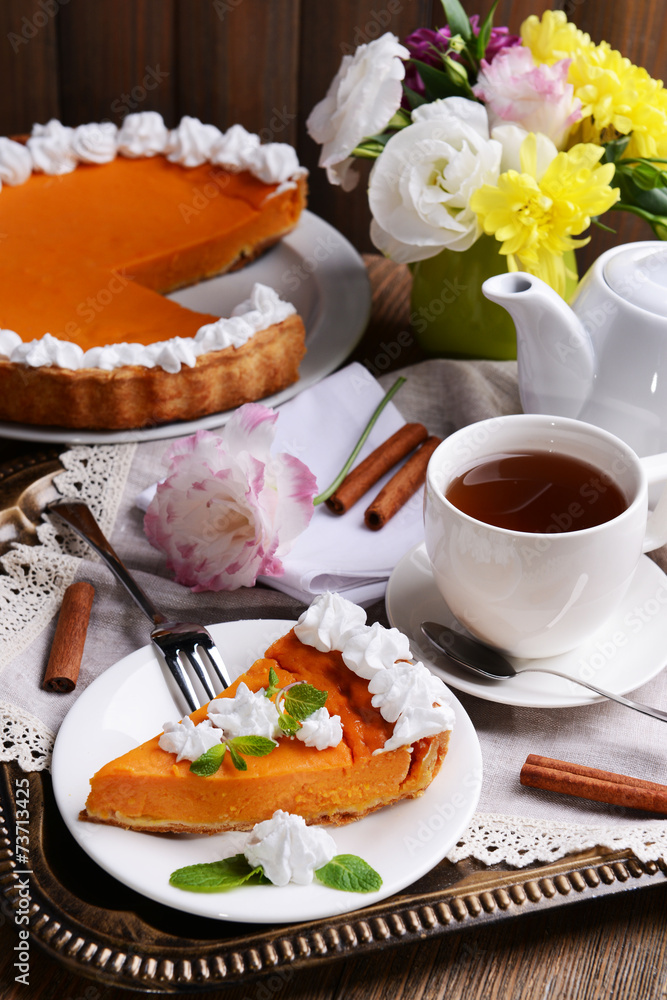 Composition of homemade pumpkin pie