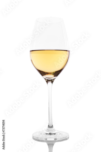 Wineglass with white wine isolated on white