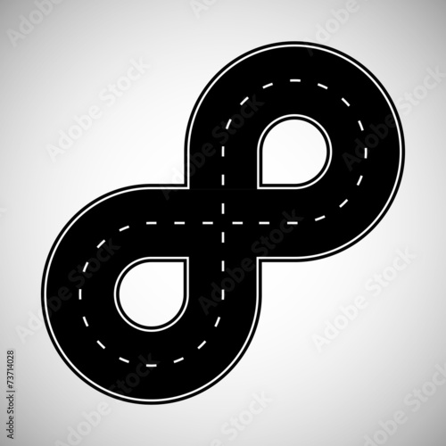 Asphalt road black color with white intermittent marking