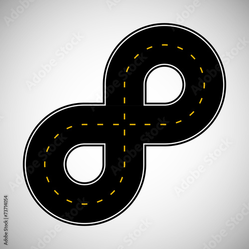 Asphalt road black color with yellow intermittent marking