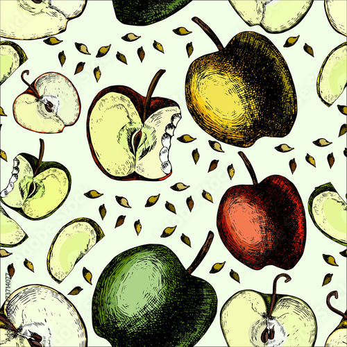 Colorful pattern with apples.
