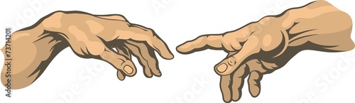 Hand to hand . Creation of Adam Michelangelo