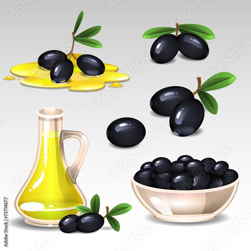 Black olives set