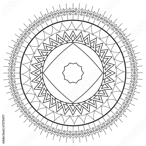 ethnic circle with patterns in black and color vector