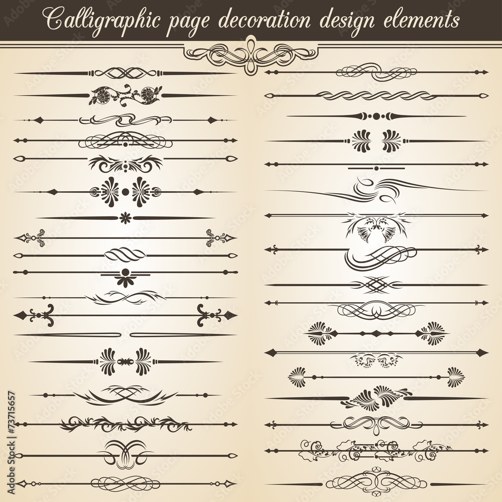 Calligraphic vintage page decoration design elements