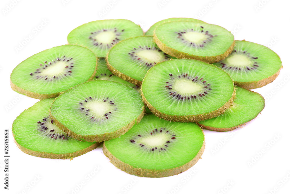 Juicy sliced kiwi isolated on white Juicy sliced kiwi isolated on white