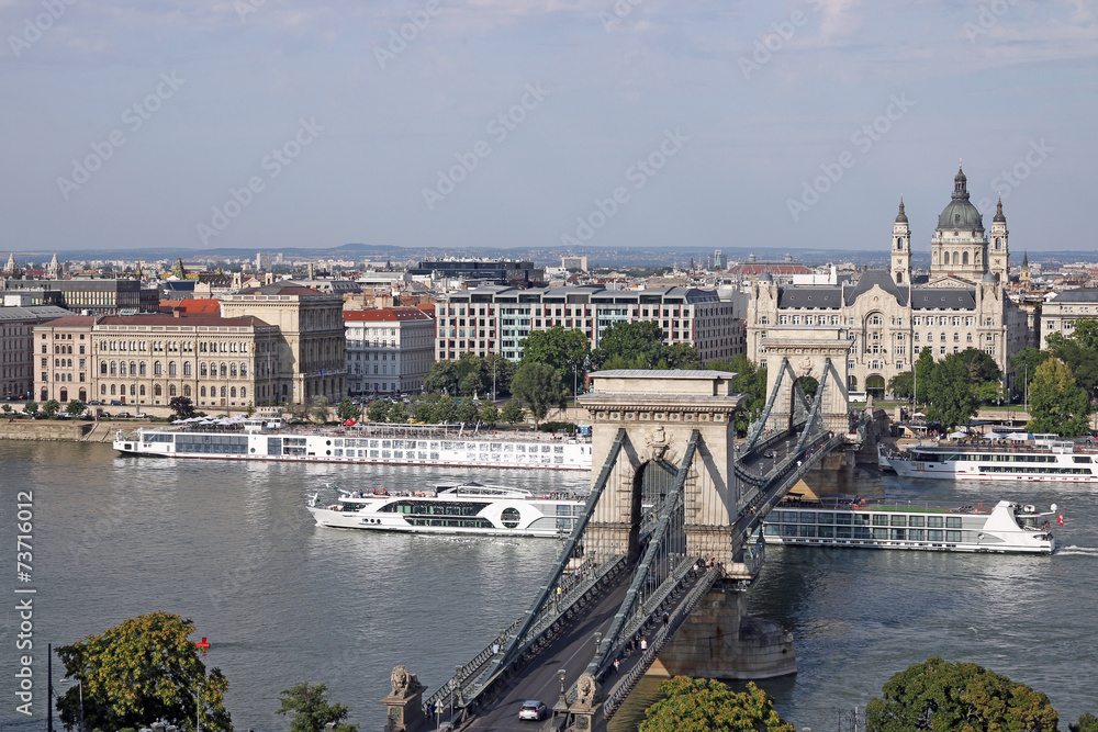cruiser under Chain bridge Budapest