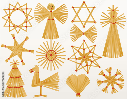 Christmas straw decorations