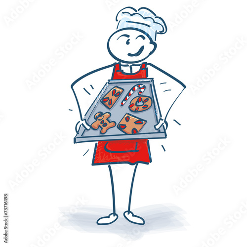 Strichmännchen, Bäcker, Konditor und Backblech