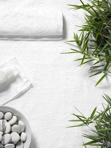 Copy space for a health and leisure business on a towel