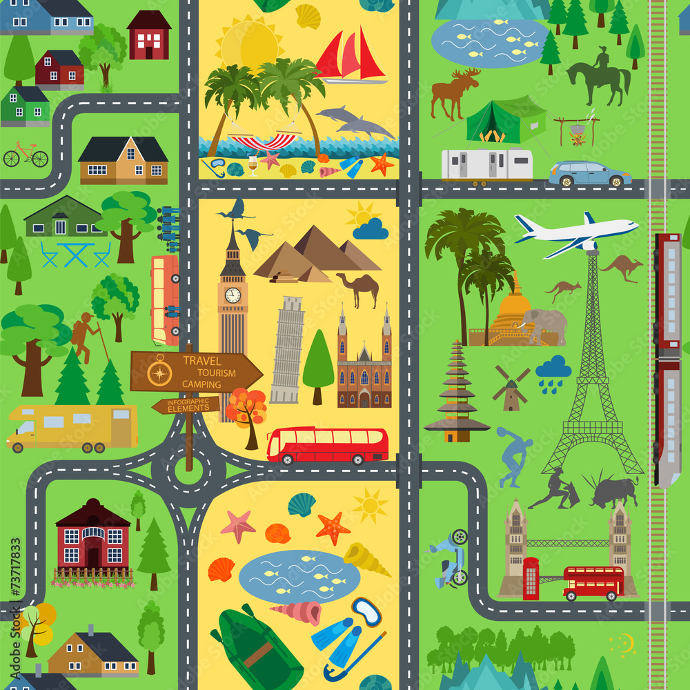 Obraz premium Travel background. Vacations. Beach resort, camping, excursion a