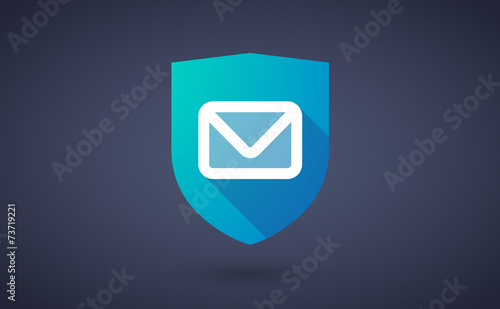 Long shadow shield icon with an email sign