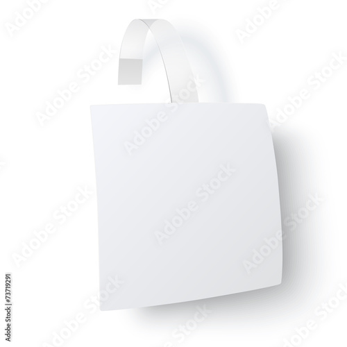 Close up and from one side view of white square paper wobbler