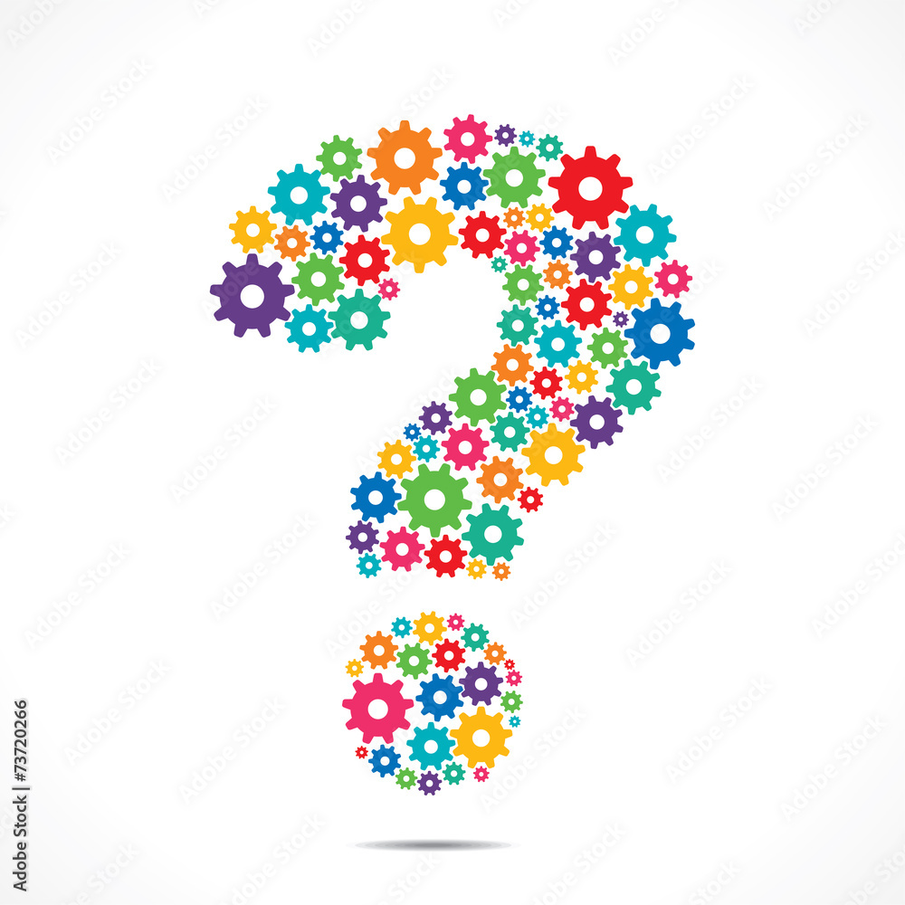 Abstract Question Mark design With colorful Cog Wheels design Abstract Question Mark design With colorful Cog Wheels design
