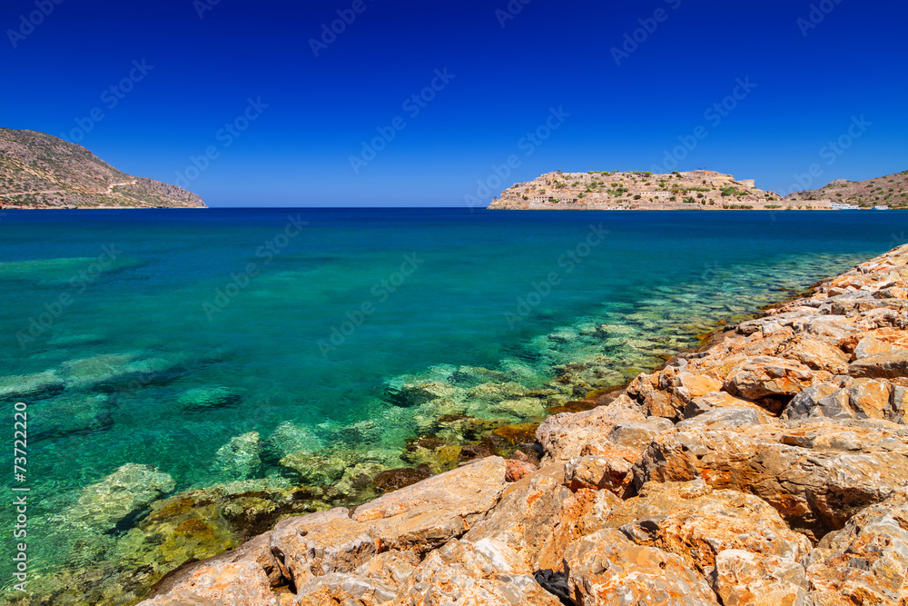 Turquise water of Mirabello bay on Crete, Greece