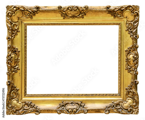 Gold vintage frame isolated on white background