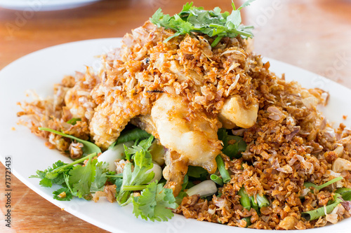 Fried squid with garlic seafood apertizer photo