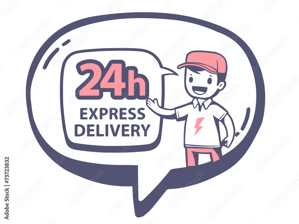 Vector illustration of bubble with icon of 24 h express delivery Vector illustration of bubble with icon of 24 h express delivery
