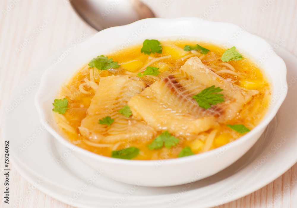 Fish soup with potato and noodles Fish soup with potato and noodles