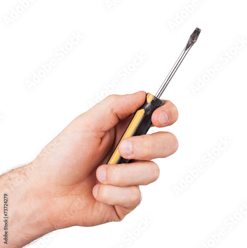 Single slotted screwdriver with plastic grip