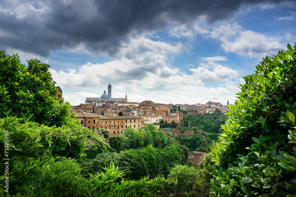 Panoramic view of Sienna city, Italy