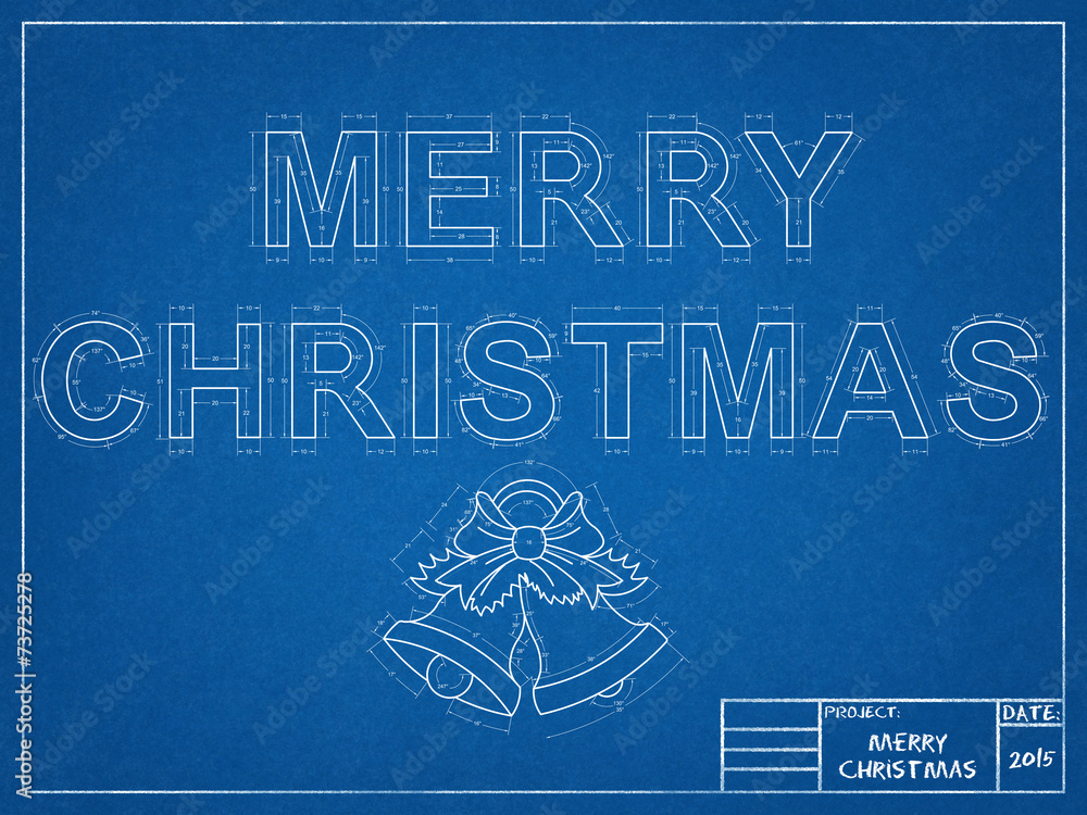 Fototapeta premium Merry Christmas Blueprint
