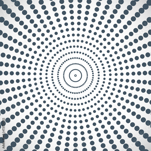 Halftone circular of the gray dots on gray background