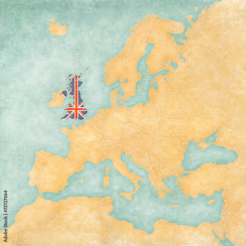 Map of Europe - United Kingdom (Vintage Series)
