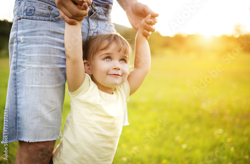 Father and daughter playing