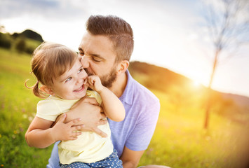 Father and daughter playing