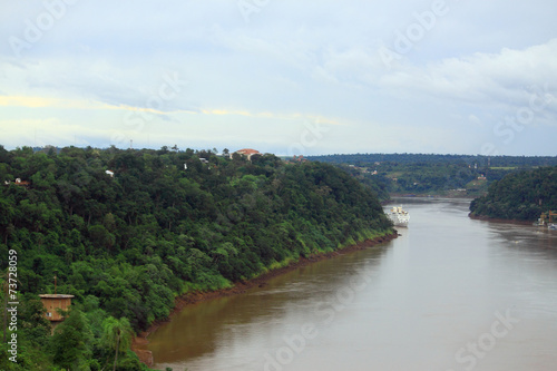 view of river Iguazu from international bridge between Brazil